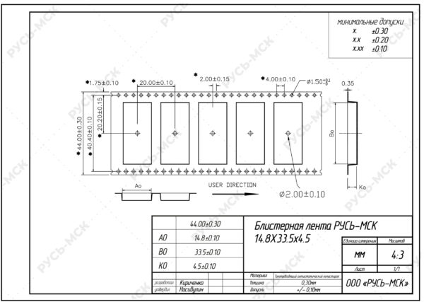 14.8x33.5x4.5 44 мм RUS-MSK